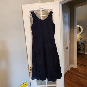 Talbot's Cotton Navy Blue Sleeveless Dress